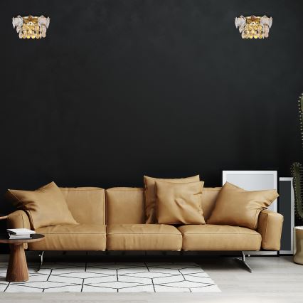 Křišťálové nástěnné svítidlo SELENA 2xE14/40W/230V zlatá