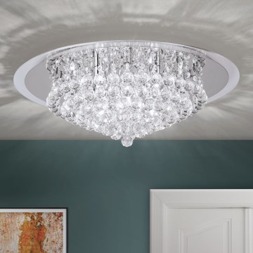 Křišťálové stropní svítidlo GLORIA 9xG9/40W/230V pr. 62 cm čirá/lesklý chrom