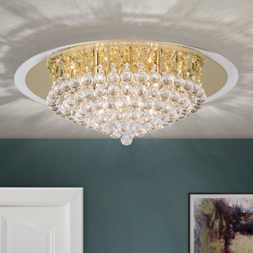 Křišťálové stropní svítidlo GLORIA 9xG9/40W/230V pr. 62 cm zlatá