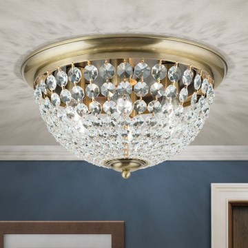 Křišťálové stropní svítidlo PLAFOND 6xE27/40W/230V pr. 47 cm bronz