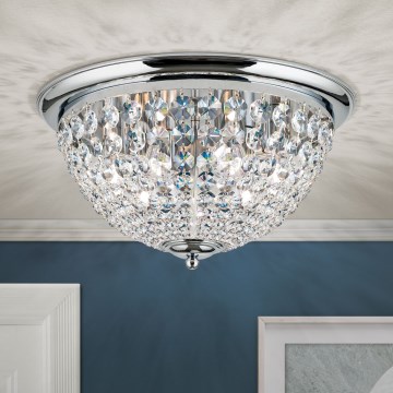 Křišťálové stropní svítidlo PLAFOND 6xE27/40W/230V pr. 47 cm lesklý chrom