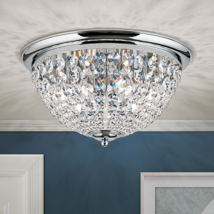 Křišťálové stropní svítidlo PLAFOND 6xE27/40W/230V pr. 47 cm lesklý chrom