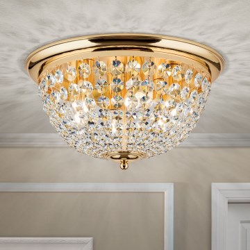 Křišťálové stropní svítidlo PLAFOND 6xE27/40W/230V pr. 47 cm zlatá