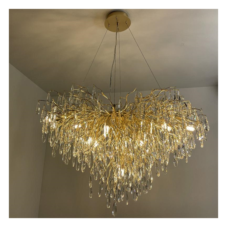 Křišťálový lustr na lanku 11xG9/40W/230V zlatá