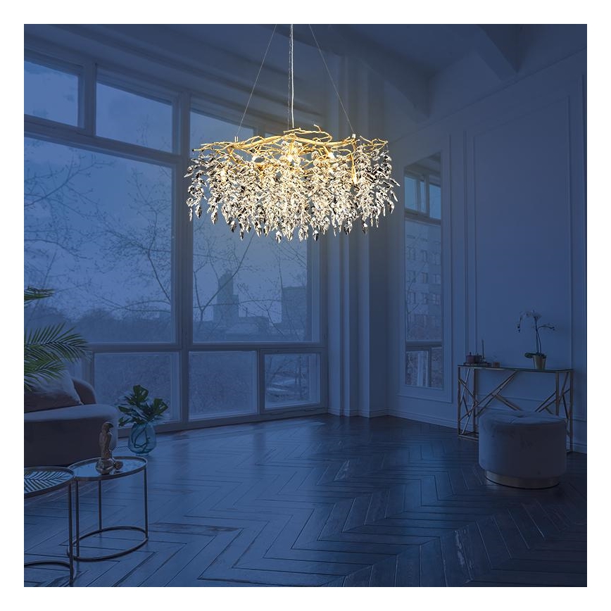 Křišťálový lustr na lanku 12xG9/40W/230V zlatá