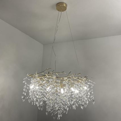 Křišťálový lustr na lanku 12xG9/40W/230V zlatá