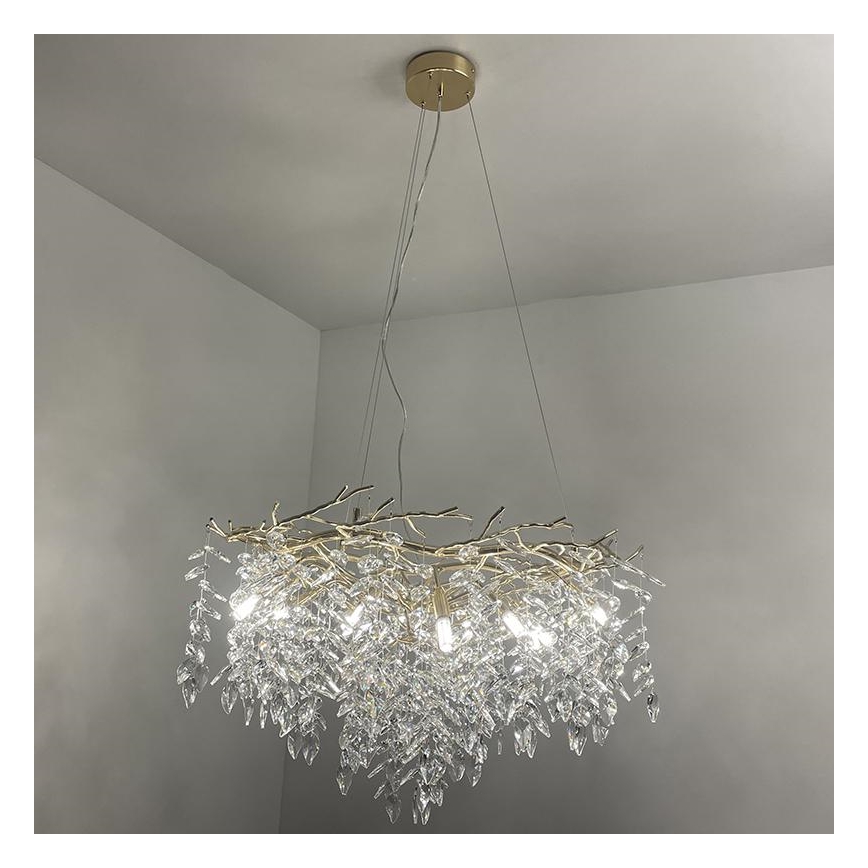 Křišťálový lustr na lanku 12xG9/40W/230V zlatá