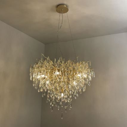 Křišťálový lustr na lanku 12xG9/40W/230V zlatá