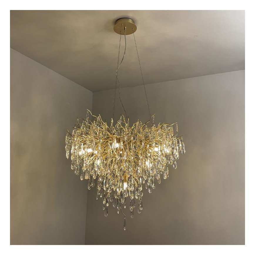 Křišťálový lustr na lanku 12xG9/40W/230V zlatá