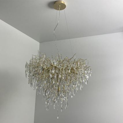 Křišťálový lustr na lanku 12xG9/40W/230V zlatá