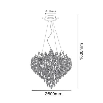 Křišťálový lustr na lanku 12xG9/40W/230V zlatá