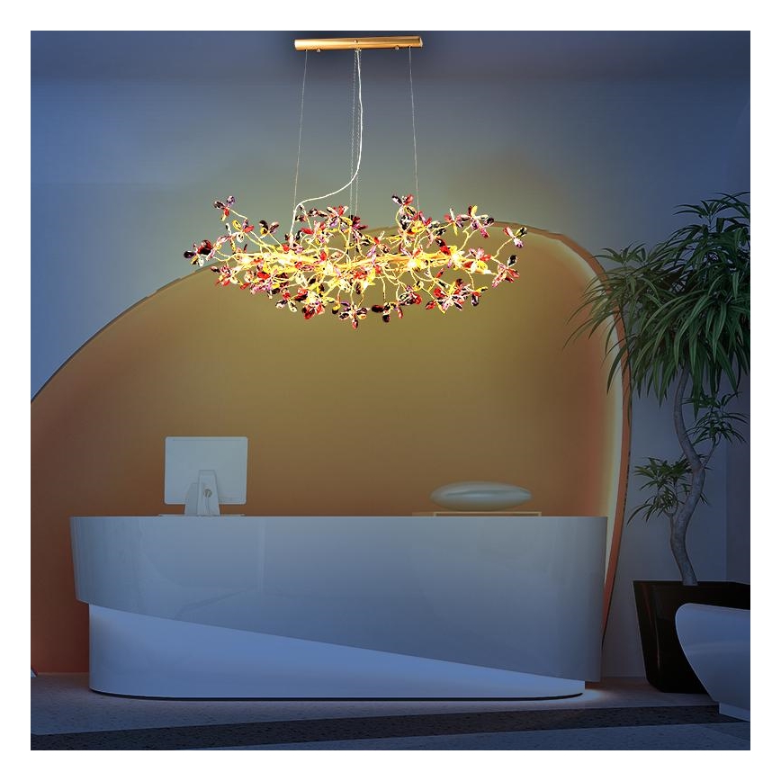 Křišťálový lustr na lanku 13xG9/40W/230V pestrobarevná