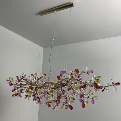 Křišťálový lustr na lanku 13xG9/40W/230V pestrobarevná