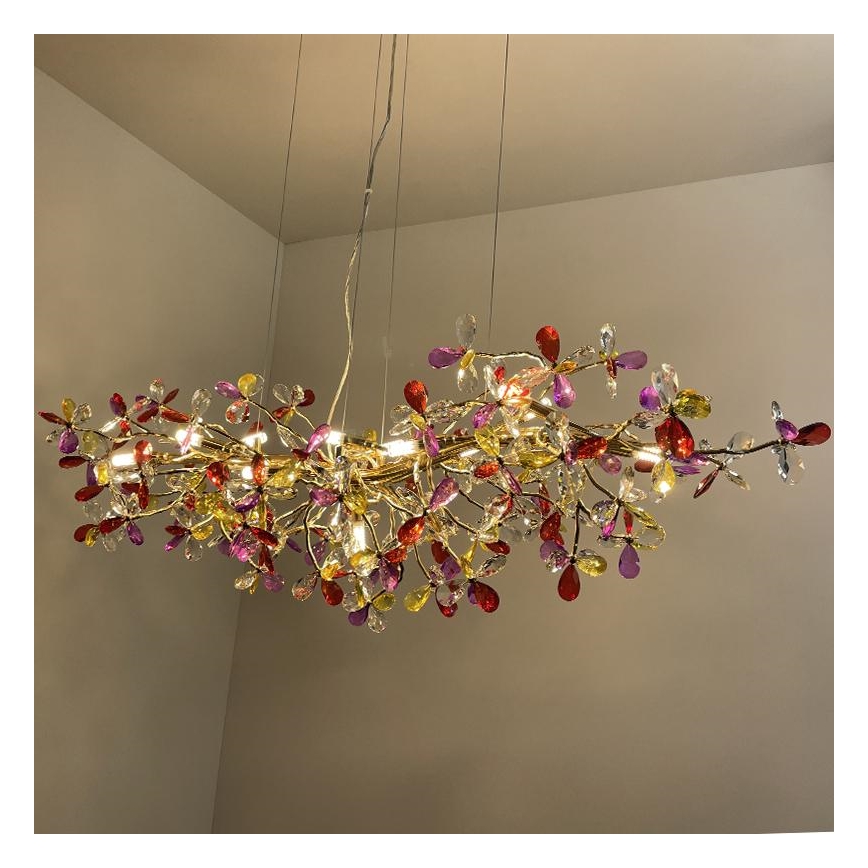 Křišťálový lustr na lanku 13xG9/40W/230V pestrobarevná