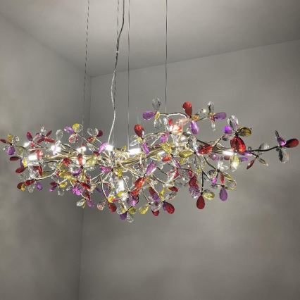 Křišťálový lustr na lanku 13xG9/40W/230V pestrobarevná