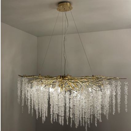 Křišťálový lustr na lanku 13xG9/40W/230V zlatá
