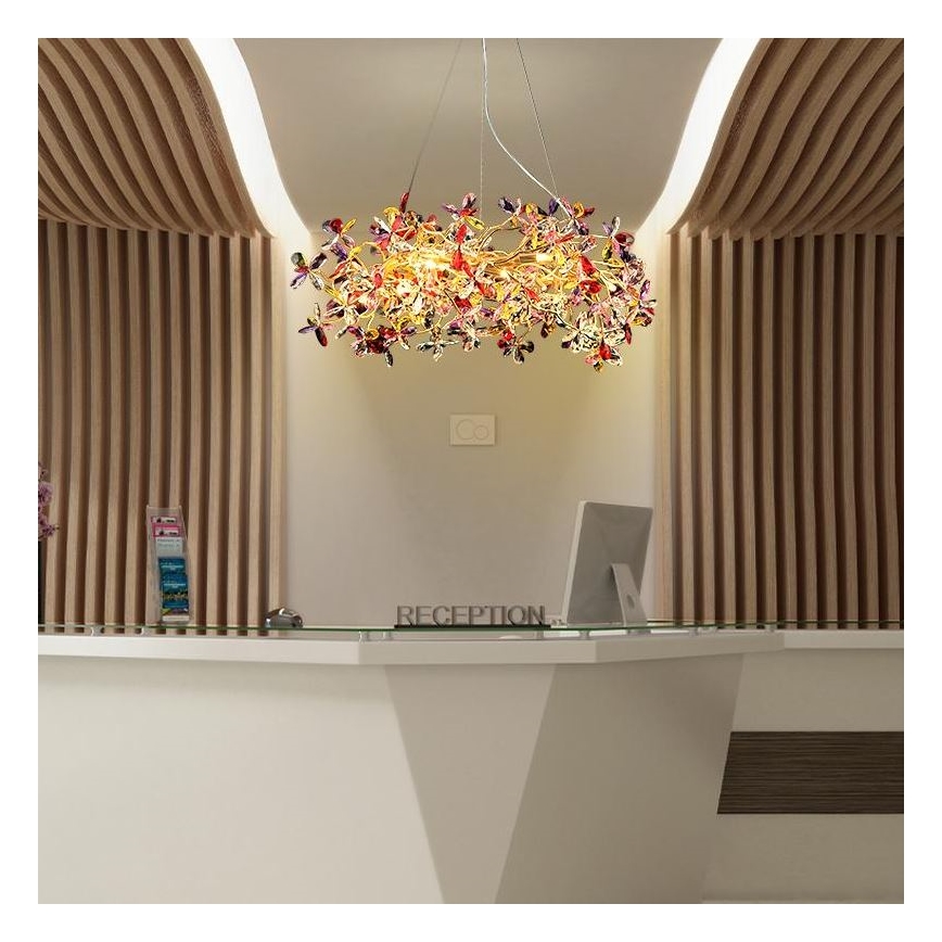 Křišťálový lustr na lanku 16xG9/40W/230V pestrobarevná
