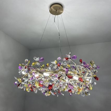 Křišťálový lustr na lanku 16xG9/40W/230V pestrobarevná