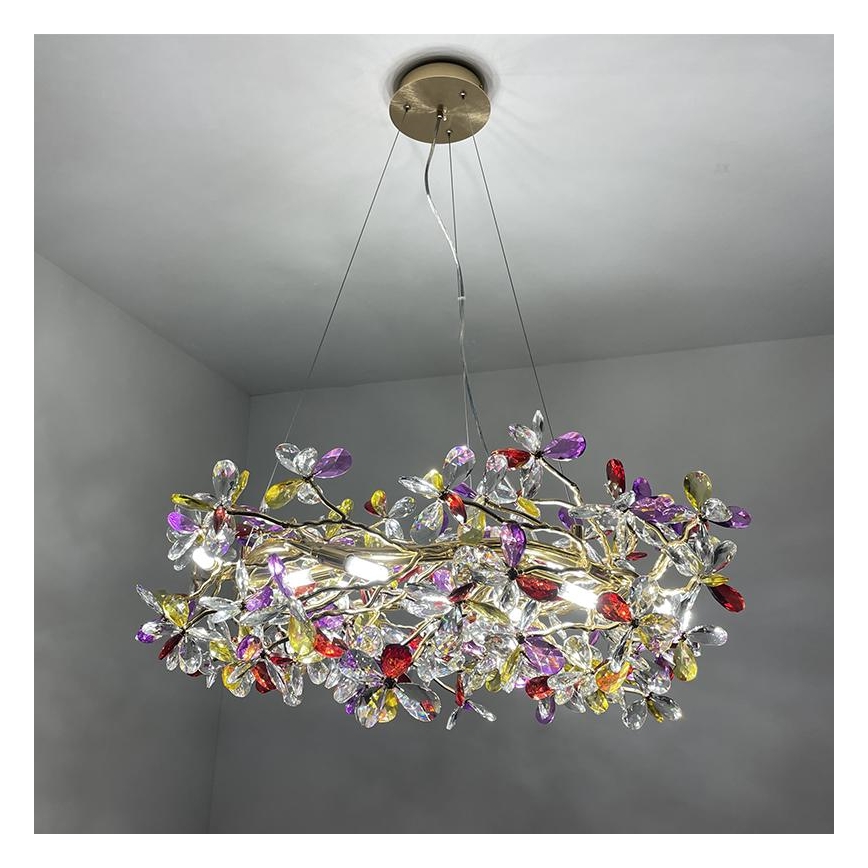 Křišťálový lustr na lanku 16xG9/40W/230V pestrobarevná