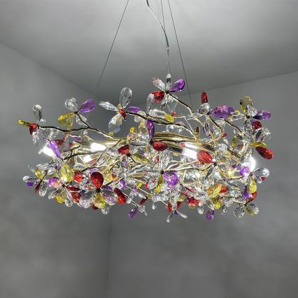 Křišťálový lustr na lanku 16xG9/40W/230V pestrobarevná