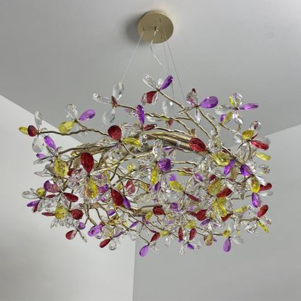 Křišťálový lustr na lanku 16xG9/40W/230V pestrobarevná