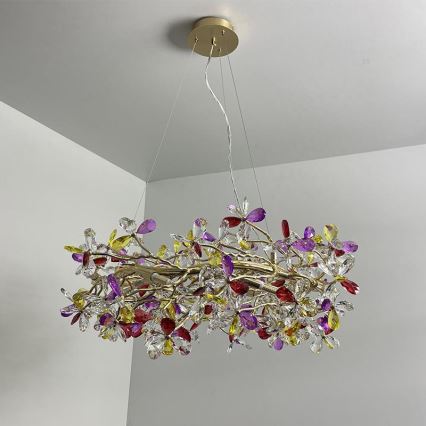 Křišťálový lustr na lanku 16xG9/40W/230V pestrobarevná