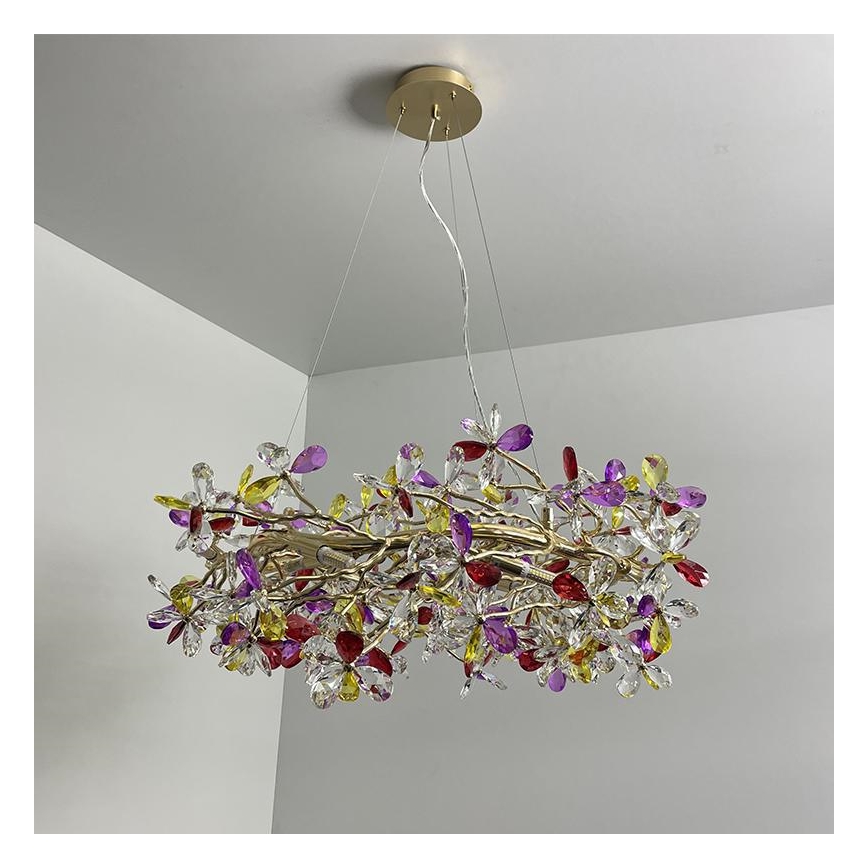Křišťálový lustr na lanku 16xG9/40W/230V pestrobarevná