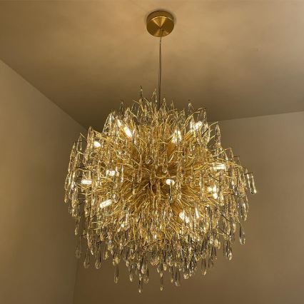 Křišťálový lustr na lanku 24xG9/40W/230V zlatá