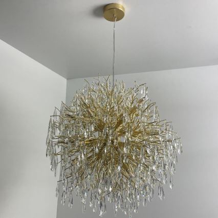 Křišťálový lustr na lanku 24xG9/40W/230V zlatá