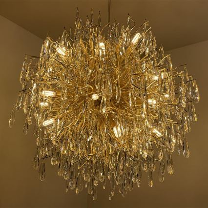 Křišťálový lustr na lanku 24xG9/40W/230V zlatá