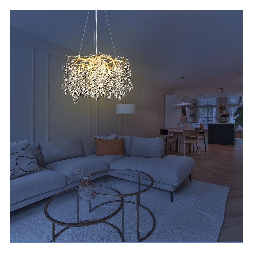 Křišťálový lustr na lanku 9xG9/40W/230V zlatá