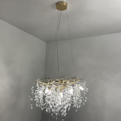 Křišťálový lustr na lanku 9xG9/40W/230V zlatá