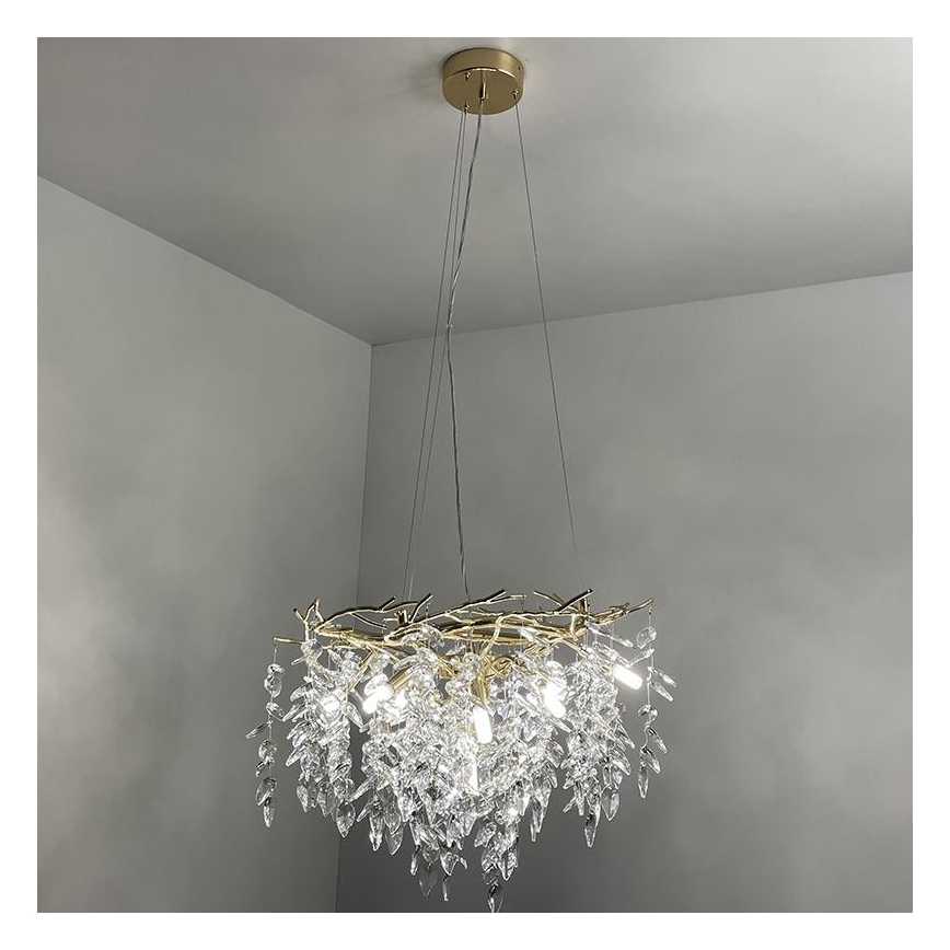 Křišťálový lustr na lanku 9xG9/40W/230V zlatá