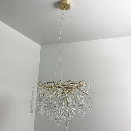 Křišťálový lustr na lanku 9xG9/40W/230V zlatá