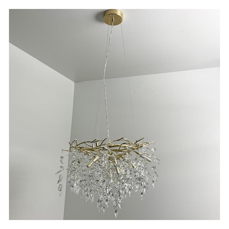 Křišťálový lustr na lanku 9xG9/40W/230V zlatá