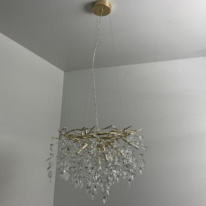 Křišťálový lustr na lanku 9xG9/40W/230V zlatá