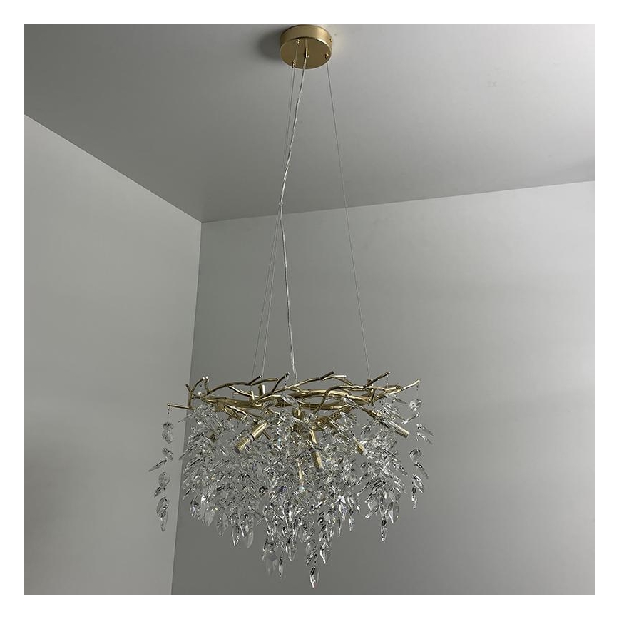 Křišťálový lustr na lanku 9xG9/40W/230V zlatá