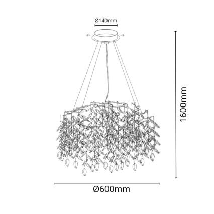 Křišťálový lustr na lanku 9xG9/40W/230V zlatá