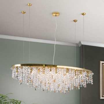 Křišťálový lustr na lanku CRYSTALRIVER 21xG9/40W/230V zlatá