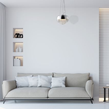 Křišťálový lustr na lanku LUNA 1xE14/40W/230V