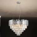 Křišťálový lustr na lanku PLAZA 9xE14/40W/230V pr. 60 cm stříbrná