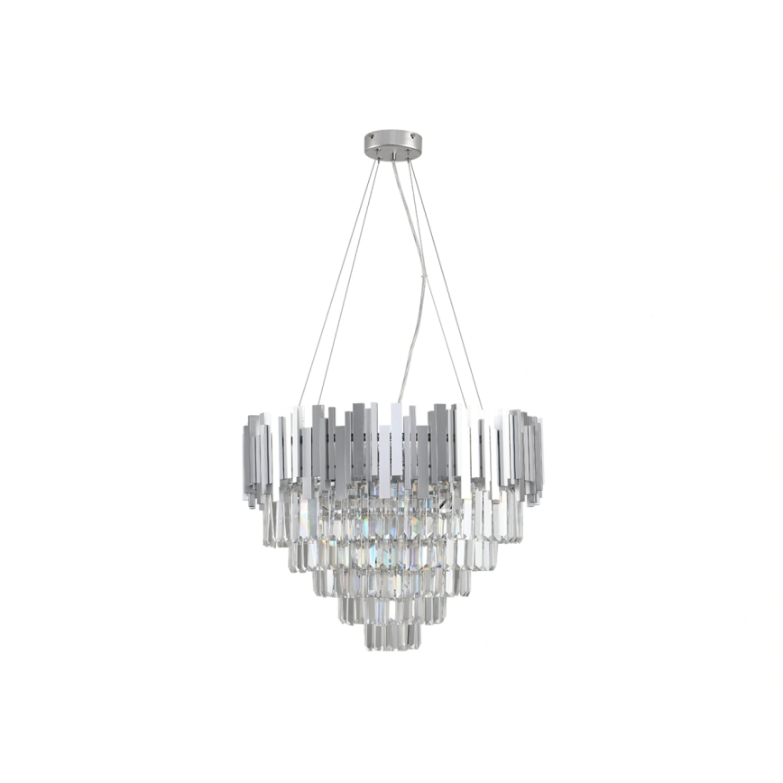 Křišťálový lustr na lanku PLAZA 9xE14/40W/230V pr. 60 cm stříbrná