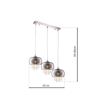 Křišťálový lustr na lanku STARLIGHT 3xE14/40W/230V