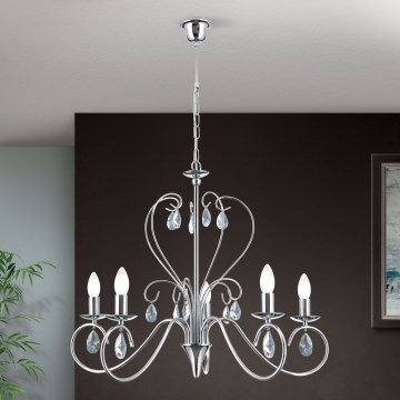 Křišťálový lustr na řetězu ALESSIA 5xE14/40W/230V lesklý chrom