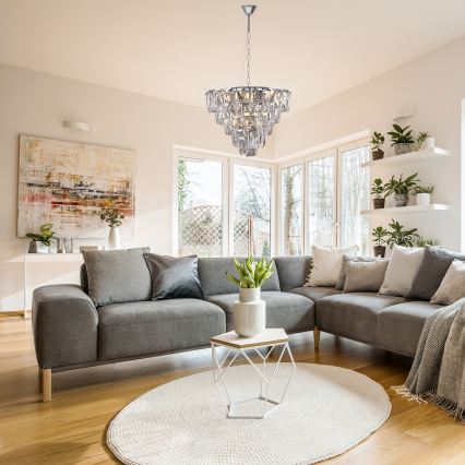 Křišťálový lustr na řetězu CHELSEA 6xE14/40W/230V