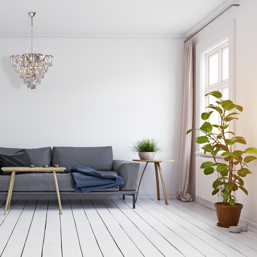 Křišťálový lustr na řetězu CHELSEA 6xE14/40W/230V