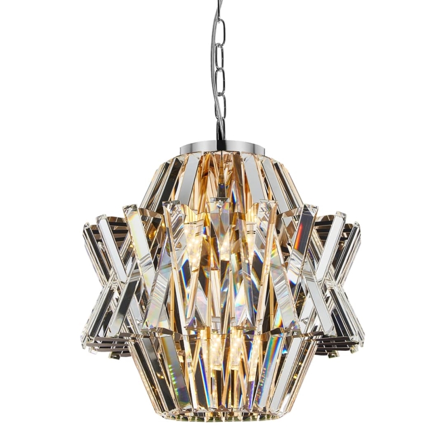 Křišťálový lustr na řetězu CROWN 4xE14/40W/230V lesklý chrom