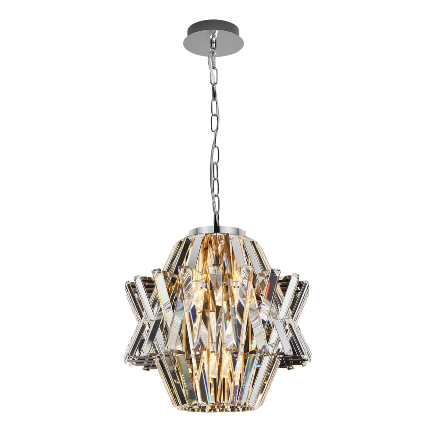 Křišťálový lustr na řetězu CROWN 4xE14/40W/230V lesklý chrom