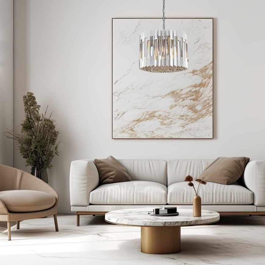 Křišťálový lustr na řetězu RITZ 7xE14/40W/230V lesklý chrom