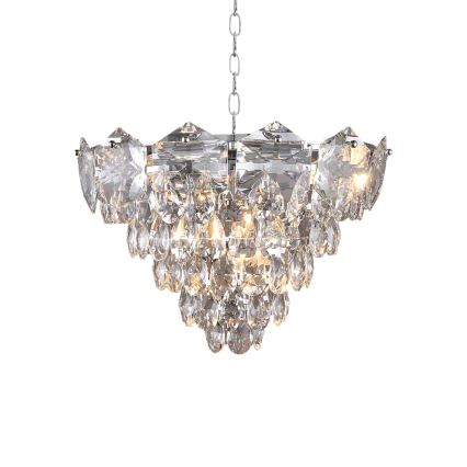 Křišťálový lustr na řetězu SELENA 6xE14/40W/230V matný chrom